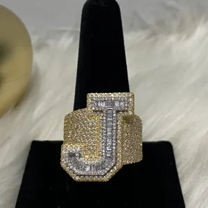 10K Yellow Gold Diamond Letter J Ring 3.5Ct Dia / 12.1gr / Size 11