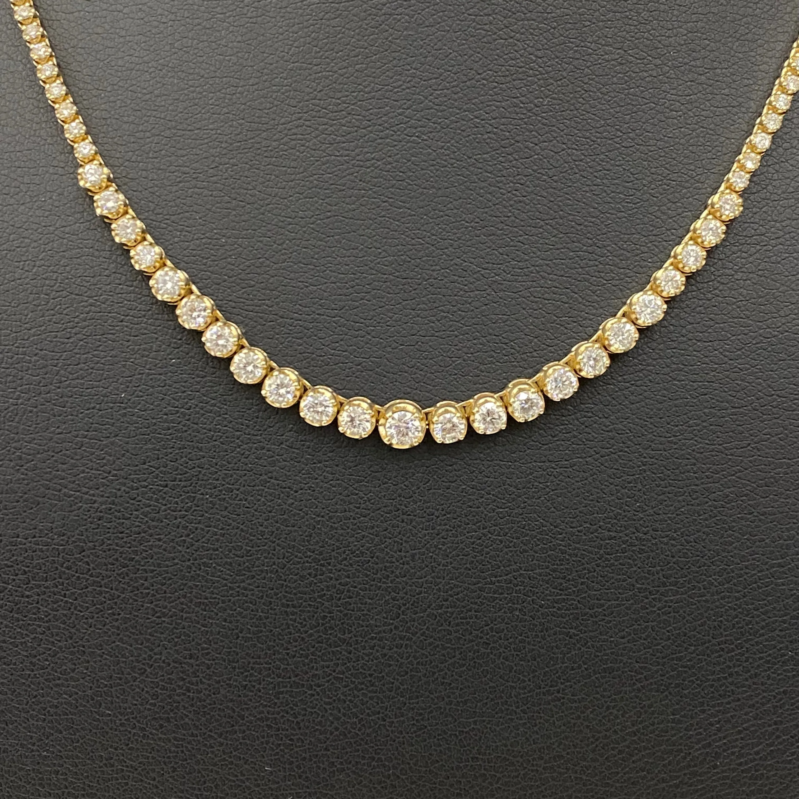 14K Yellow Gold Diamond Tennis Chain 3.05Ct Dia / 14gr / 2.2mm / 16in