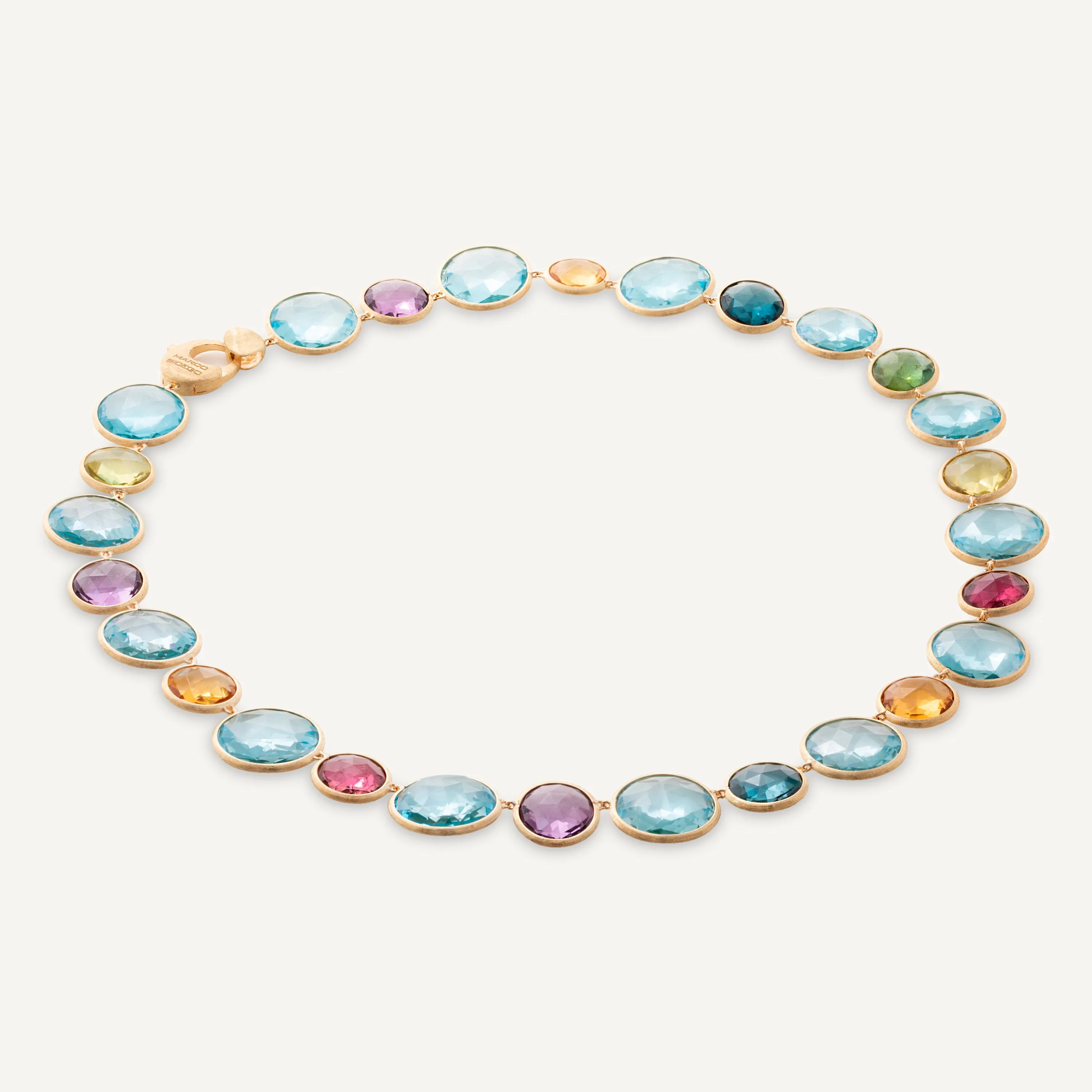 18K Yellow Gold Graduated Collar featuring Blue Topaz