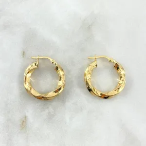 18K Yellow Gold Lulu Diamond Style Hoop Earrings 2.85gr / 0.91in