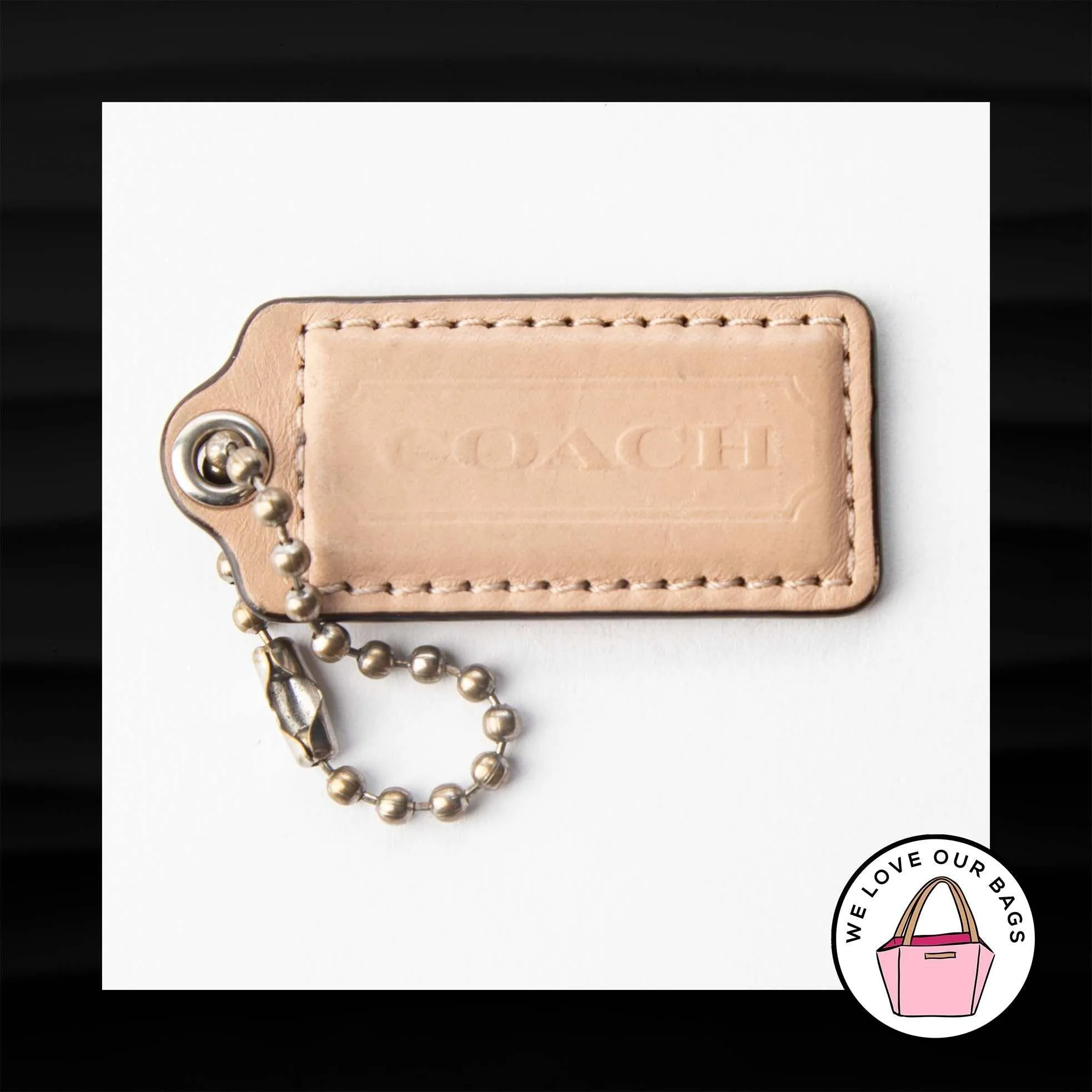 2.25" Medium COACH NUDE LEATHER KEY FOB BAG CHARM KEYCHAIN HANGTAG TAG