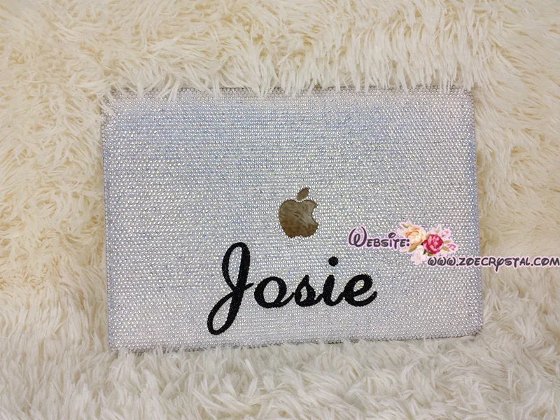 4mm MACBOOK Case / Cover in OPAL WHITE Crystals (Air/Pro/Retina) - Optional to Add Name or Words