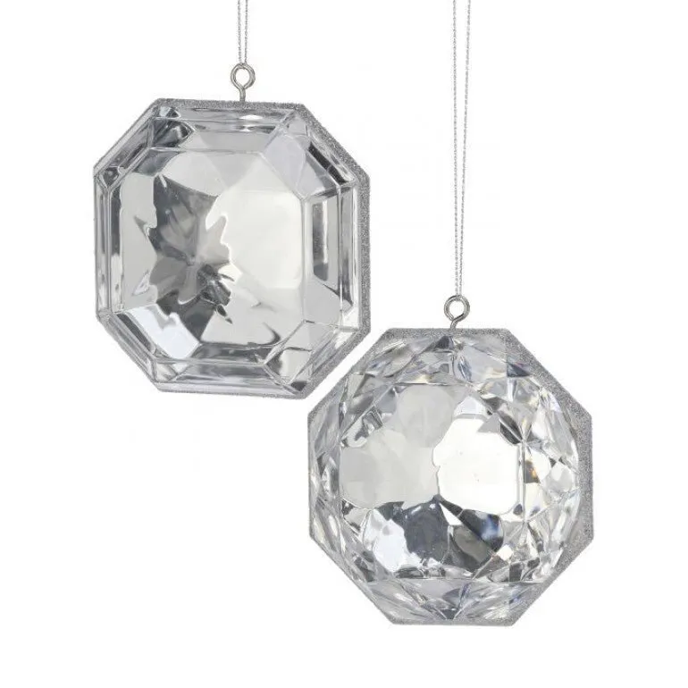 4" Precious Cut Gem Ornament: Clear