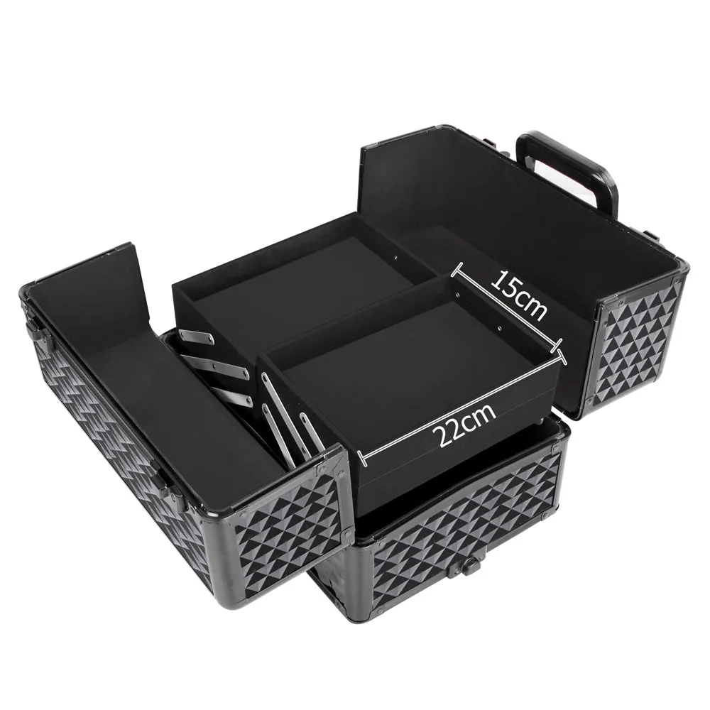 7 in 1 Portable Makeup Trolley Diamond Black - Embellir