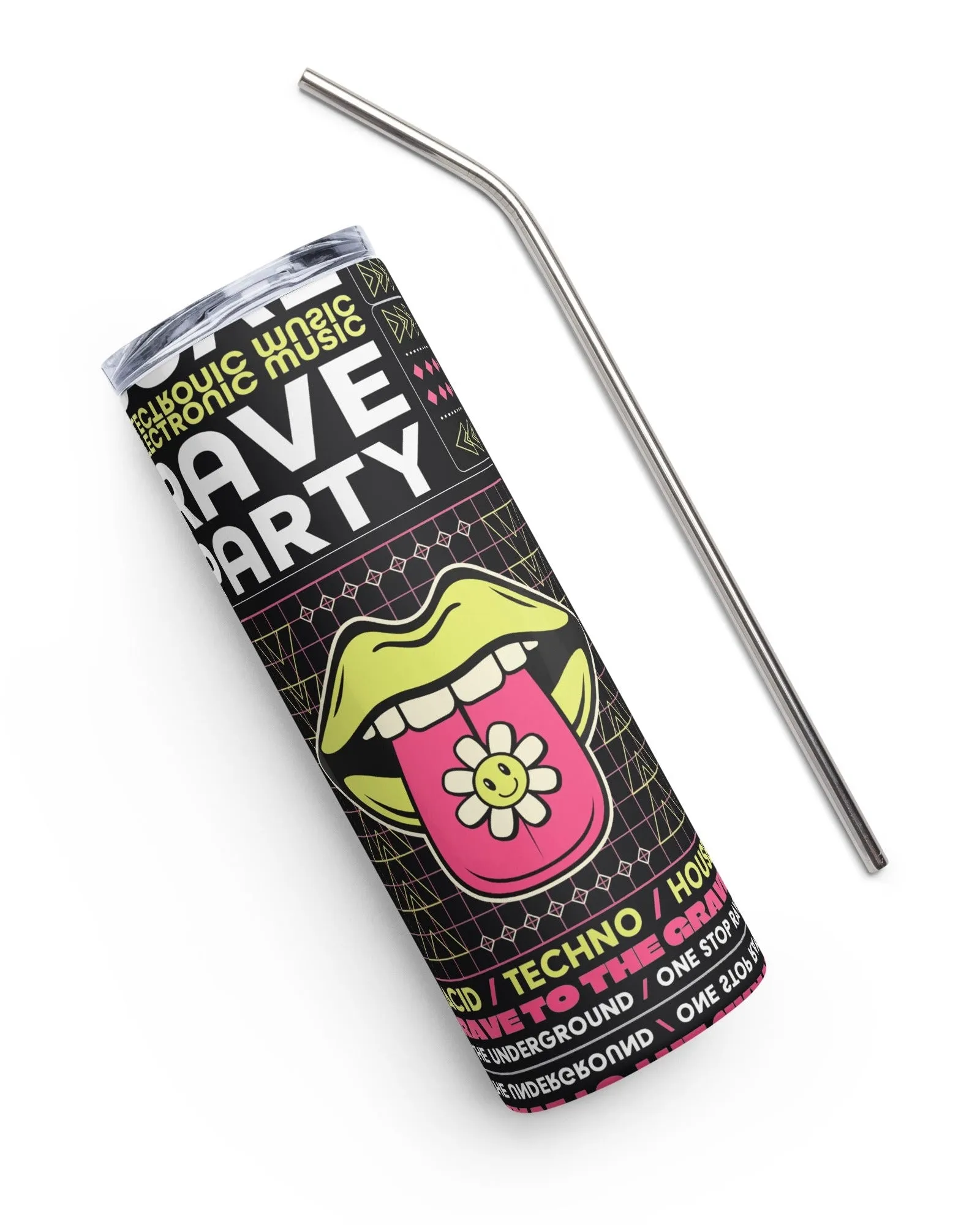 90s Rave Party Stainless Steel Tumbler