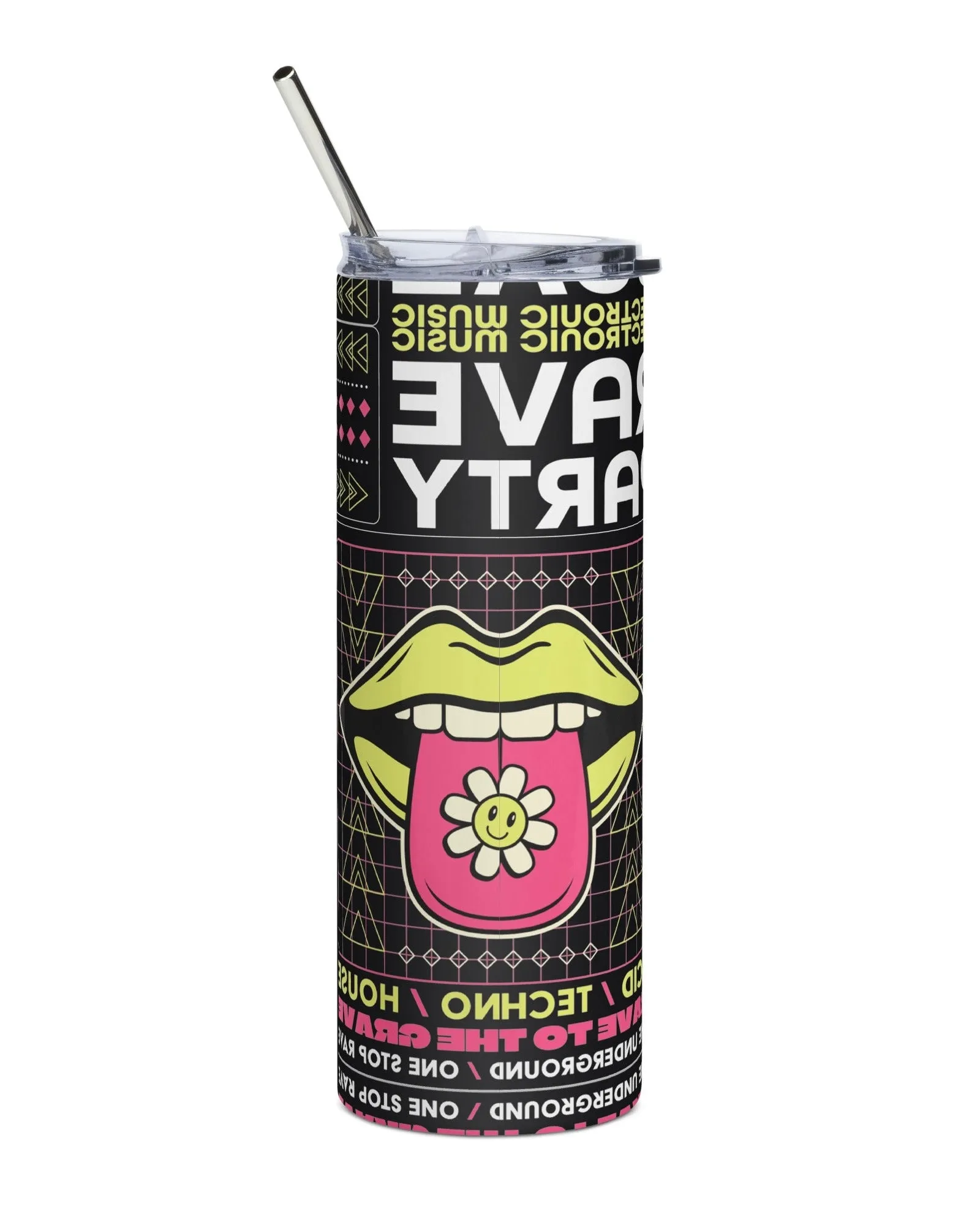 90s Rave Party Stainless Steel Tumbler