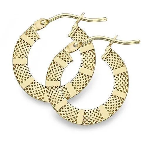 9ct Gold 15mm Round Hoop Earrings