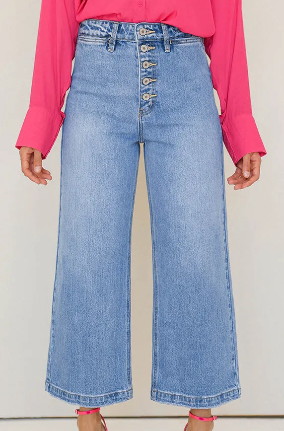 Adore You Light Stone Button Up Jeans