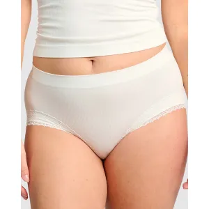 Agathe Ribbed Full Coverage Shorty Underwear-Ivory