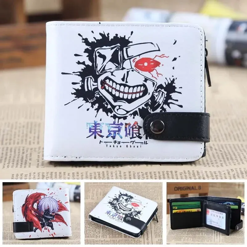 Anime Tokyo Ghoul Kaneki Ken PU Leather Short Button Wallet with Coin Pocket