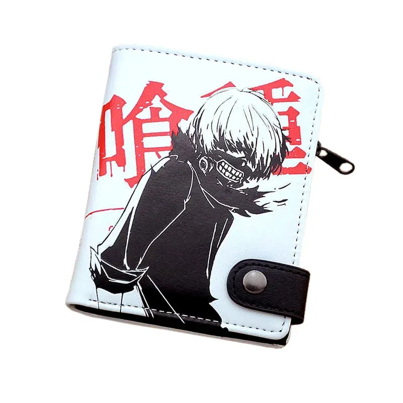 Anime Tokyo Ghoul Kaneki Ken PU Leather Short Button Wallet with Coin Pocket