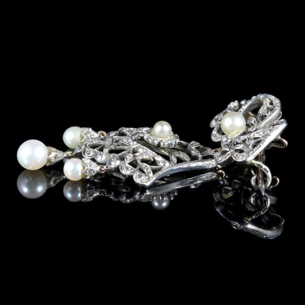 Antique Edwardian French Belle Epoque Pearl Paste Brooch Boxed