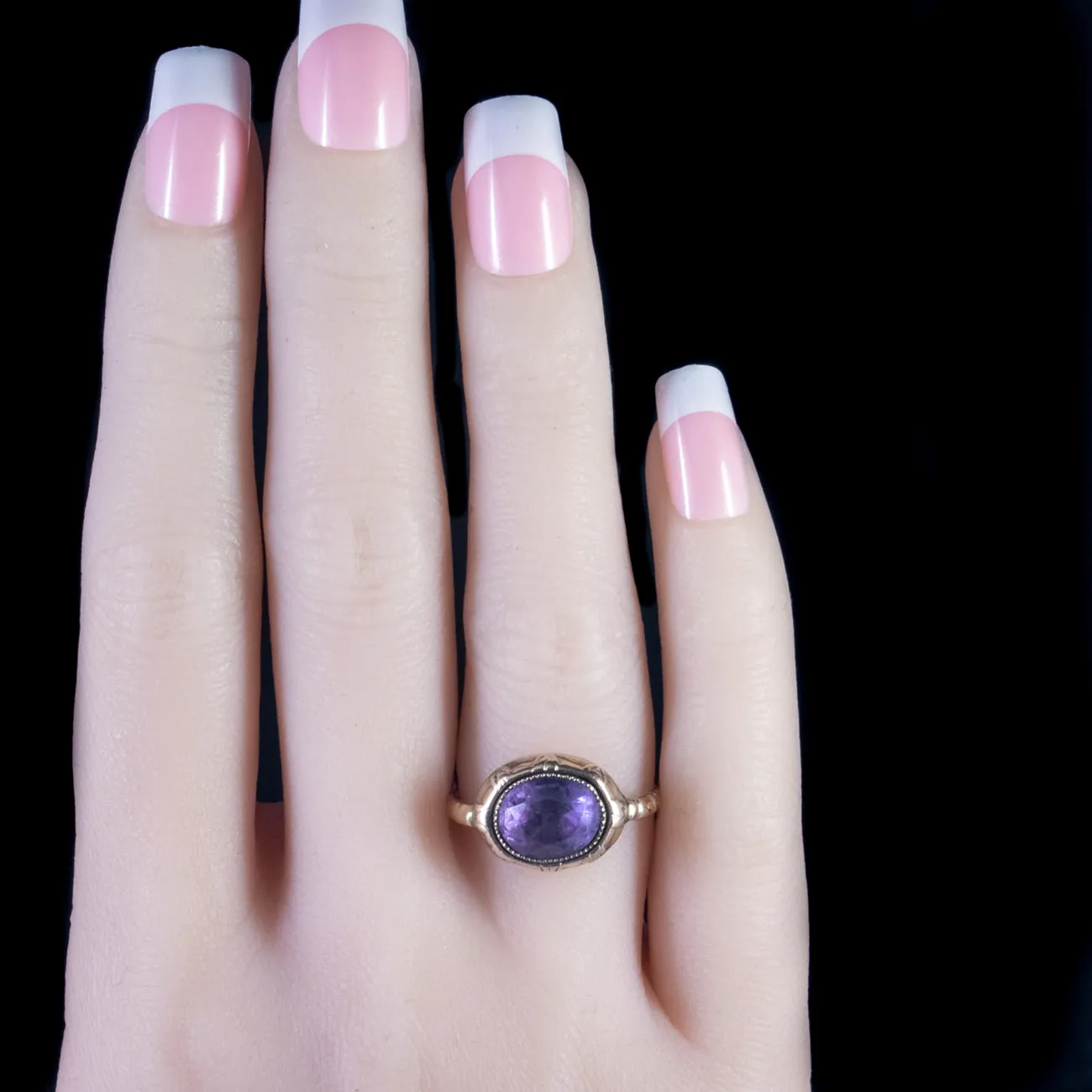 Antique Georgian Amethyst Ring 18Ct Gold Circa 1780