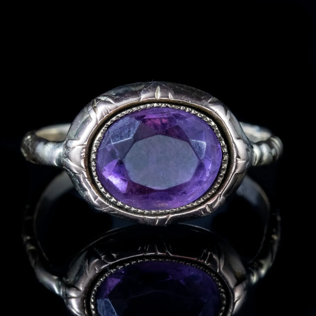 Antique Georgian Amethyst Ring 18Ct Gold Circa 1780