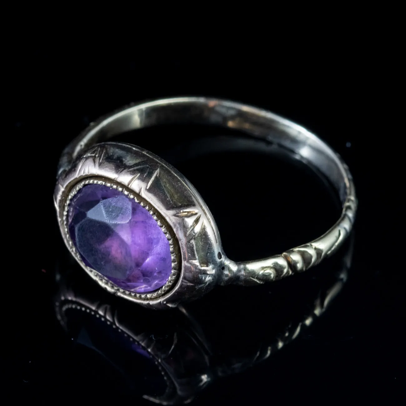 Antique Georgian Amethyst Ring 18Ct Gold Circa 1780