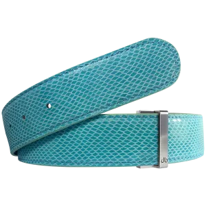 Aqua Snakeskin Leather Belt