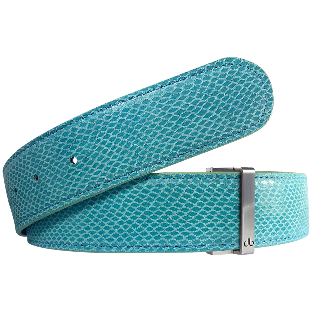 Aqua Snakeskin Leather Belt