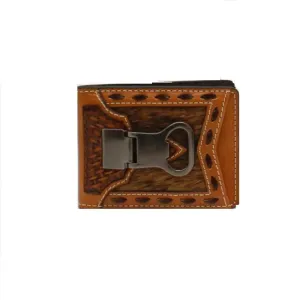 Ariat Basket Weave - Men's Bifold Money Clip Wallet