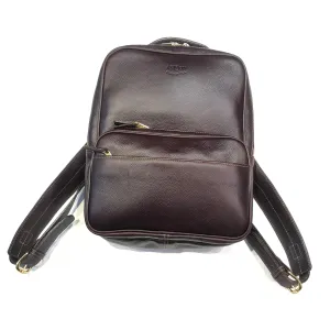 Aston Leather Chocolate Brown Clinton Zippered Backpack