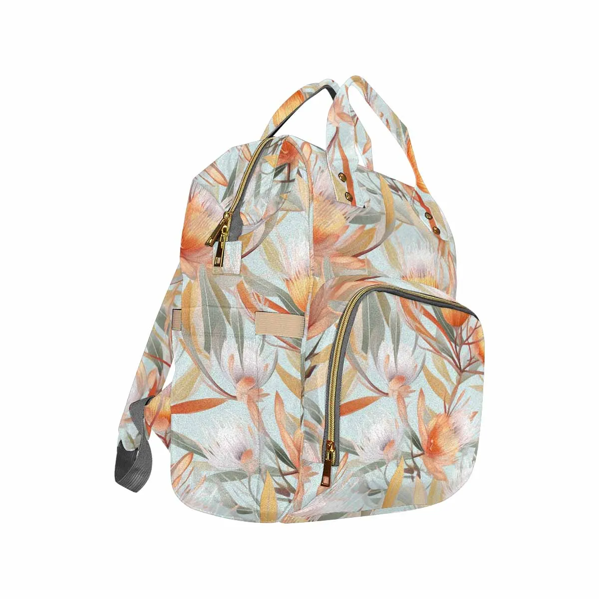 Australian Floral Green Diaper Bag Backpack