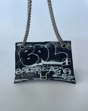 BALENCIAGA | GRAFFITI CRUSH CHAIN BAG | BLACK