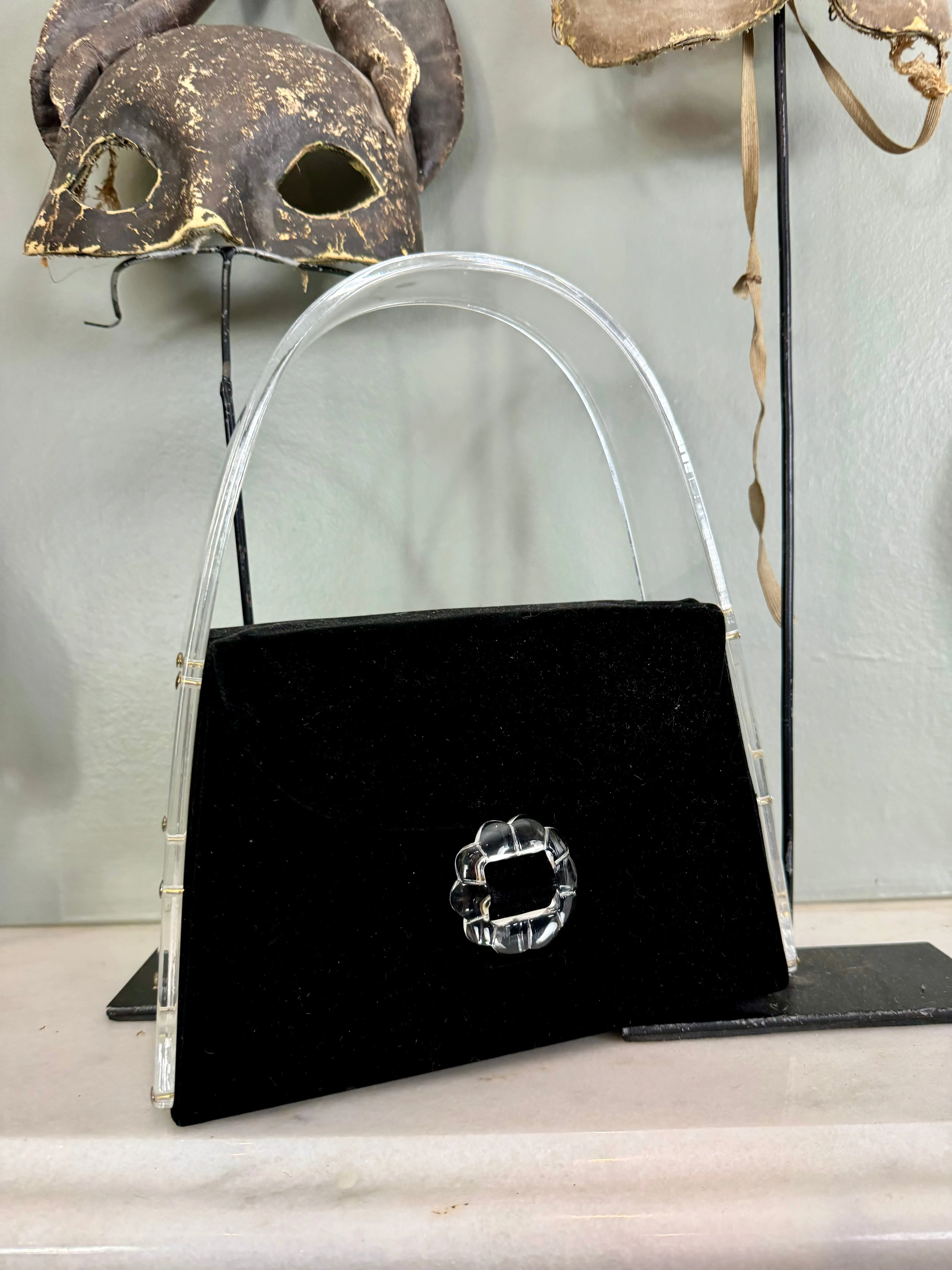 Barbara, 60s velour and perspex handbag