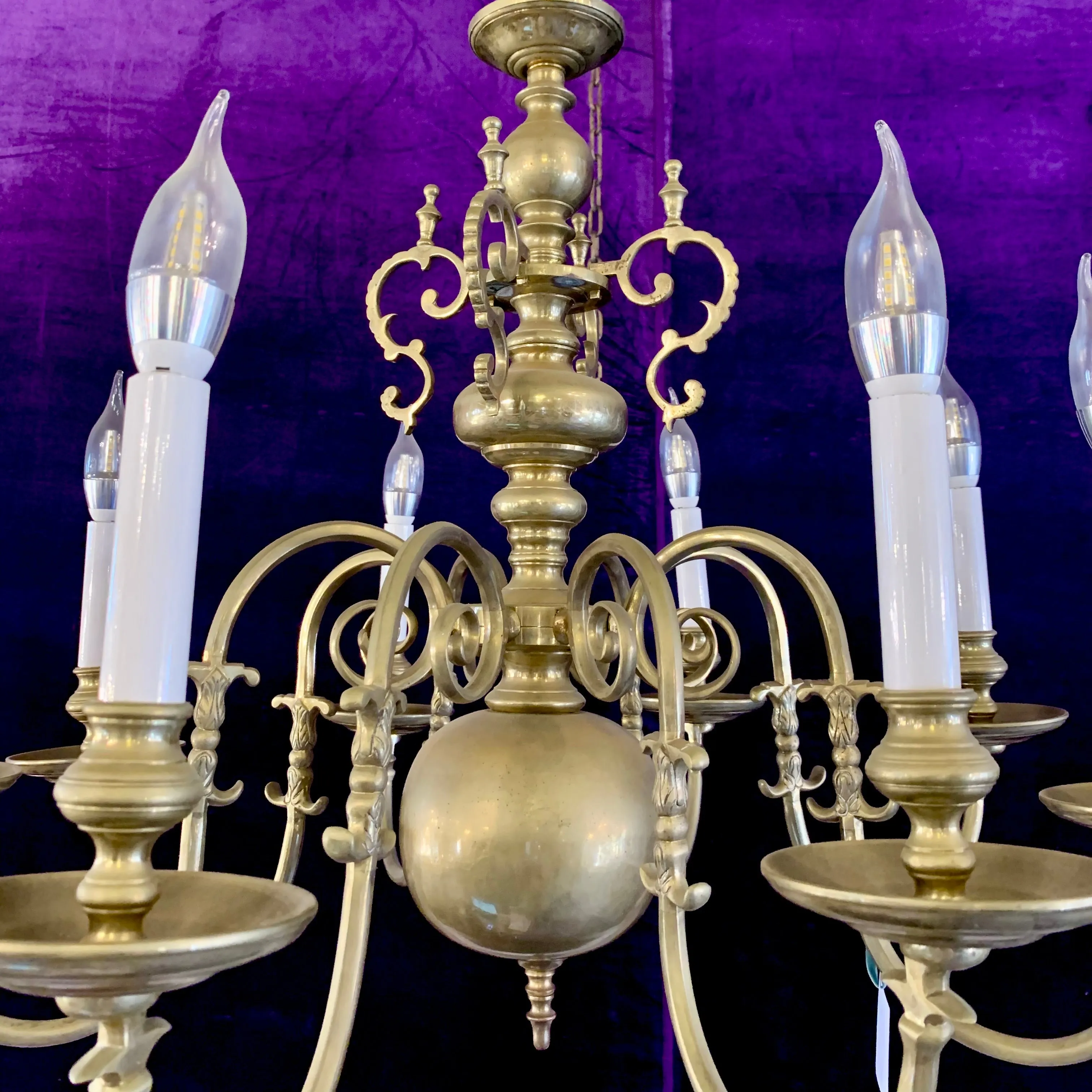 Beautiful Antique Brass Flemish Chandelier