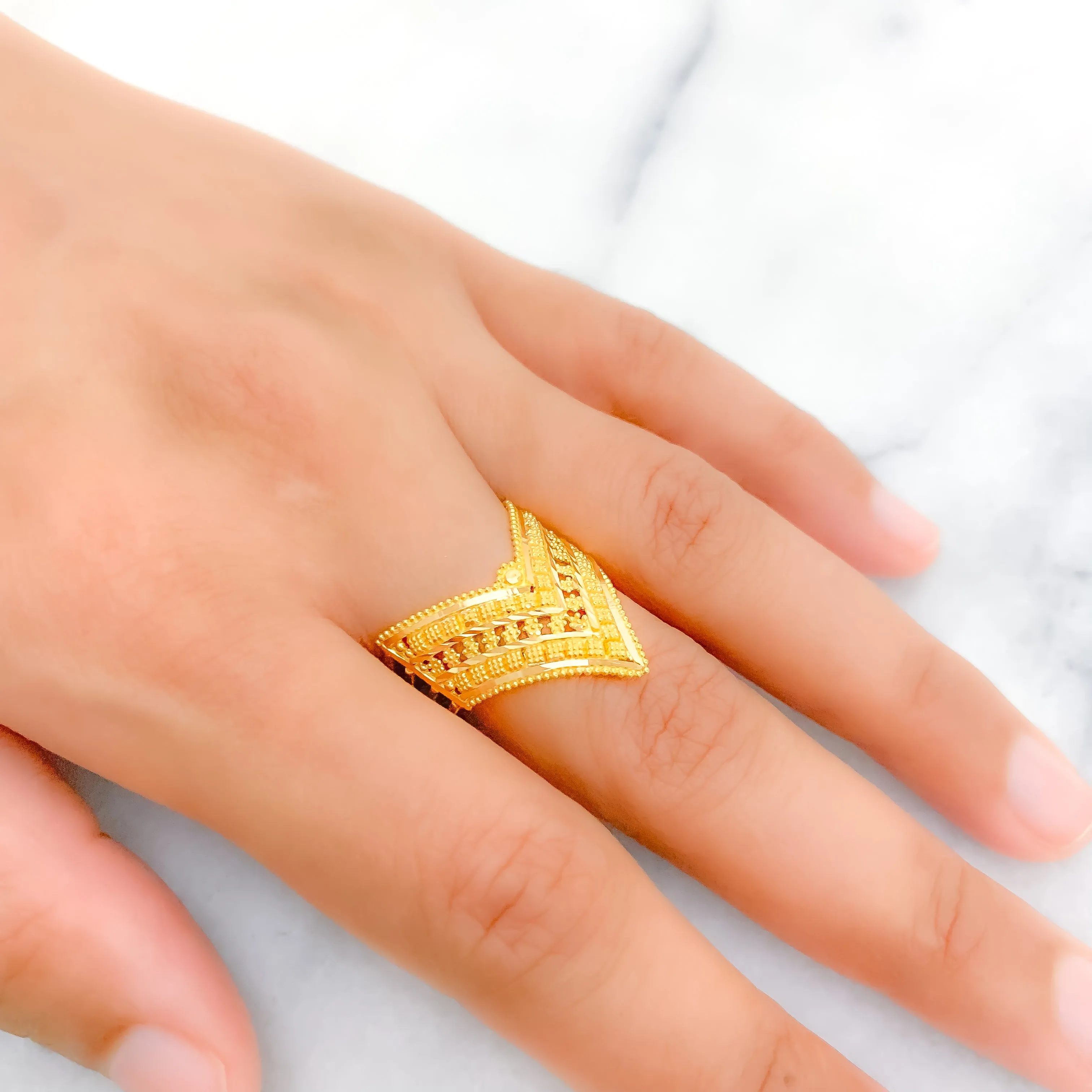 Beautiful Decorative V-Shape Ring