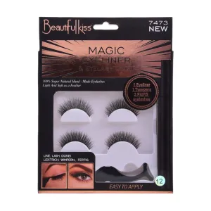 BEAUTIFUL KISS MAGIC EYELINER & EYE LASHES & TWEEZER KIT IR