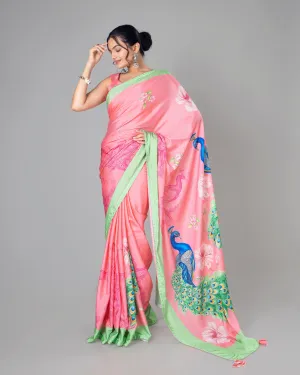 Beautiful Peacock Designer Silk Saree