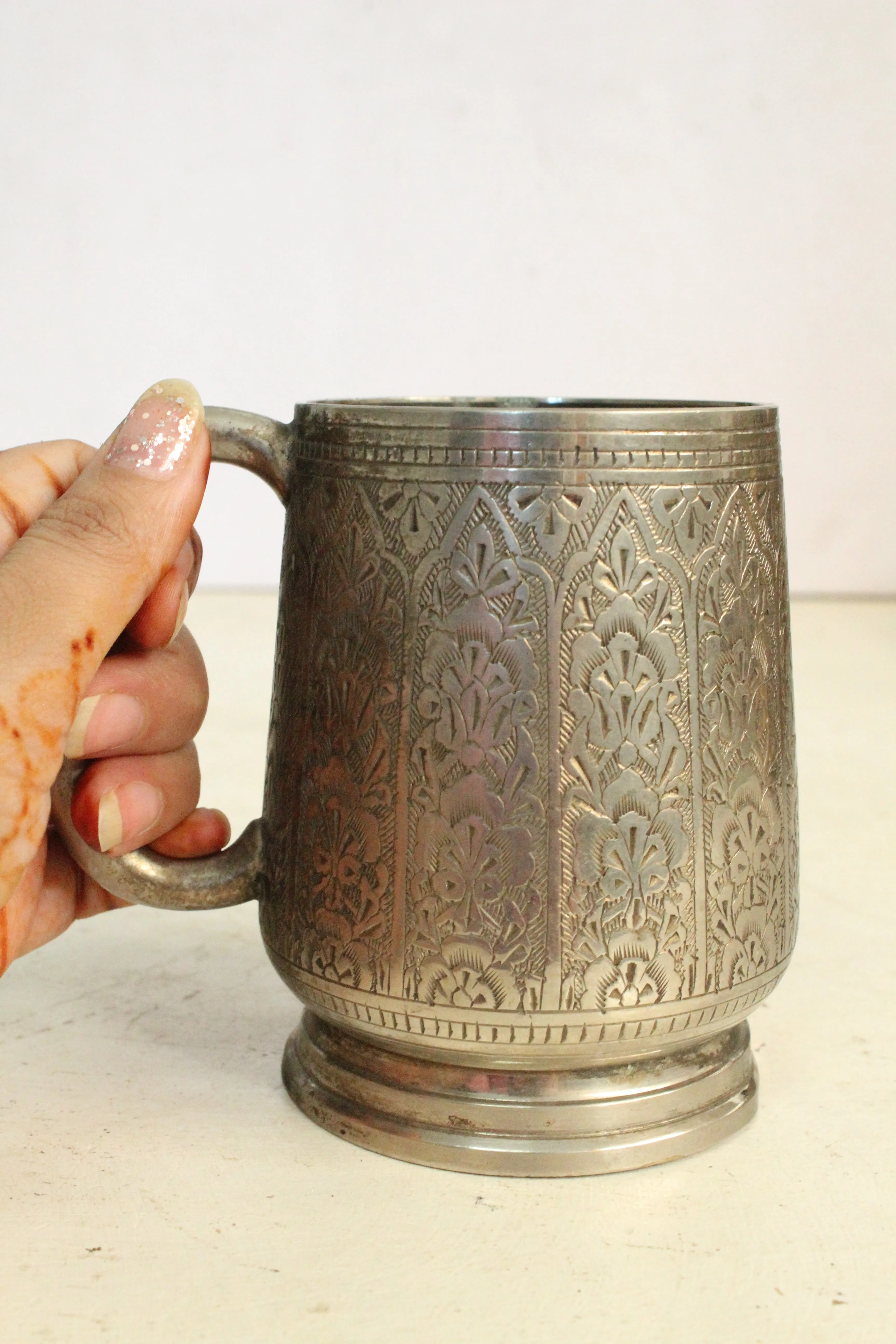 Beautiful Vintage  Brass Silver Mug