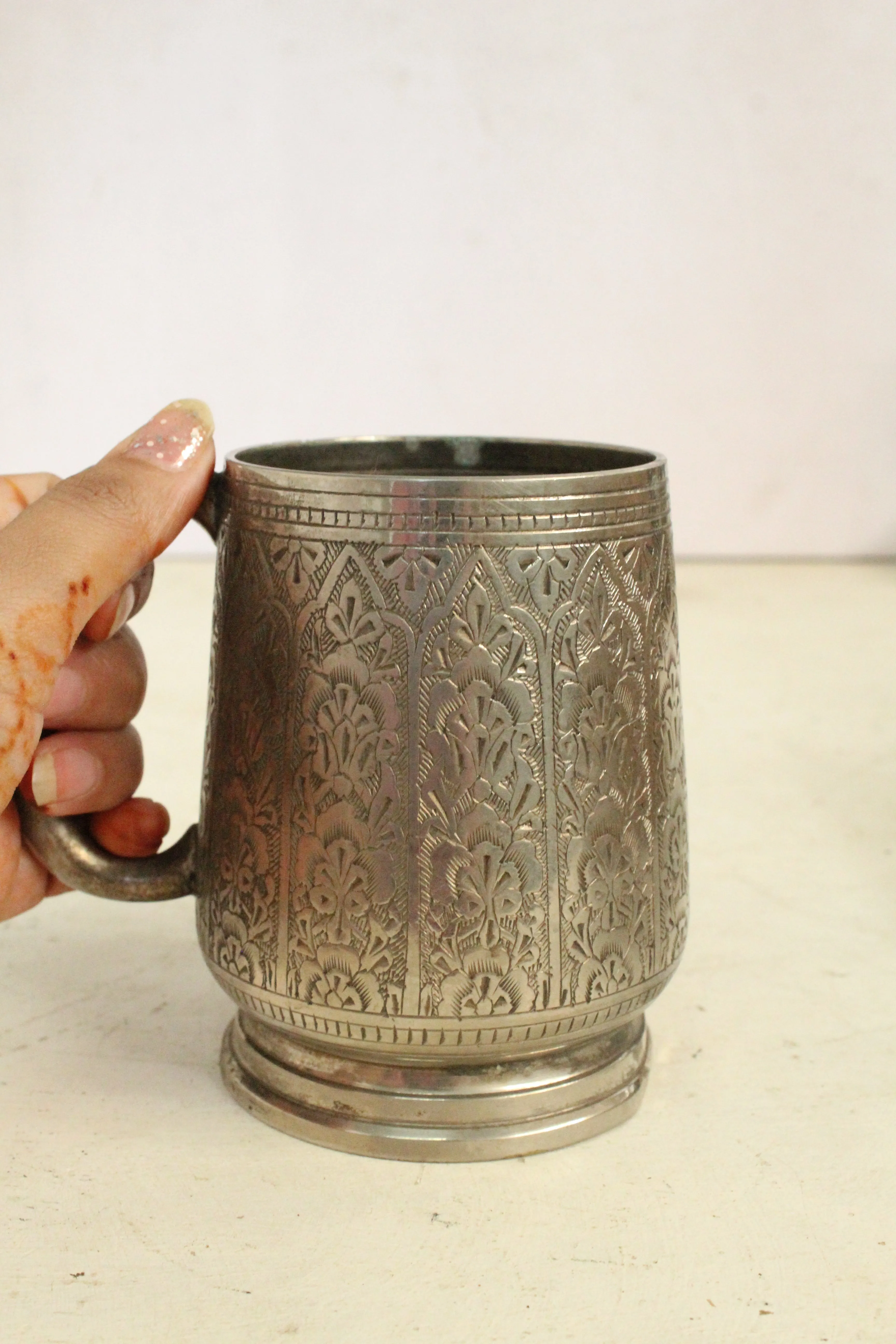 Beautiful Vintage  Brass Silver Mug