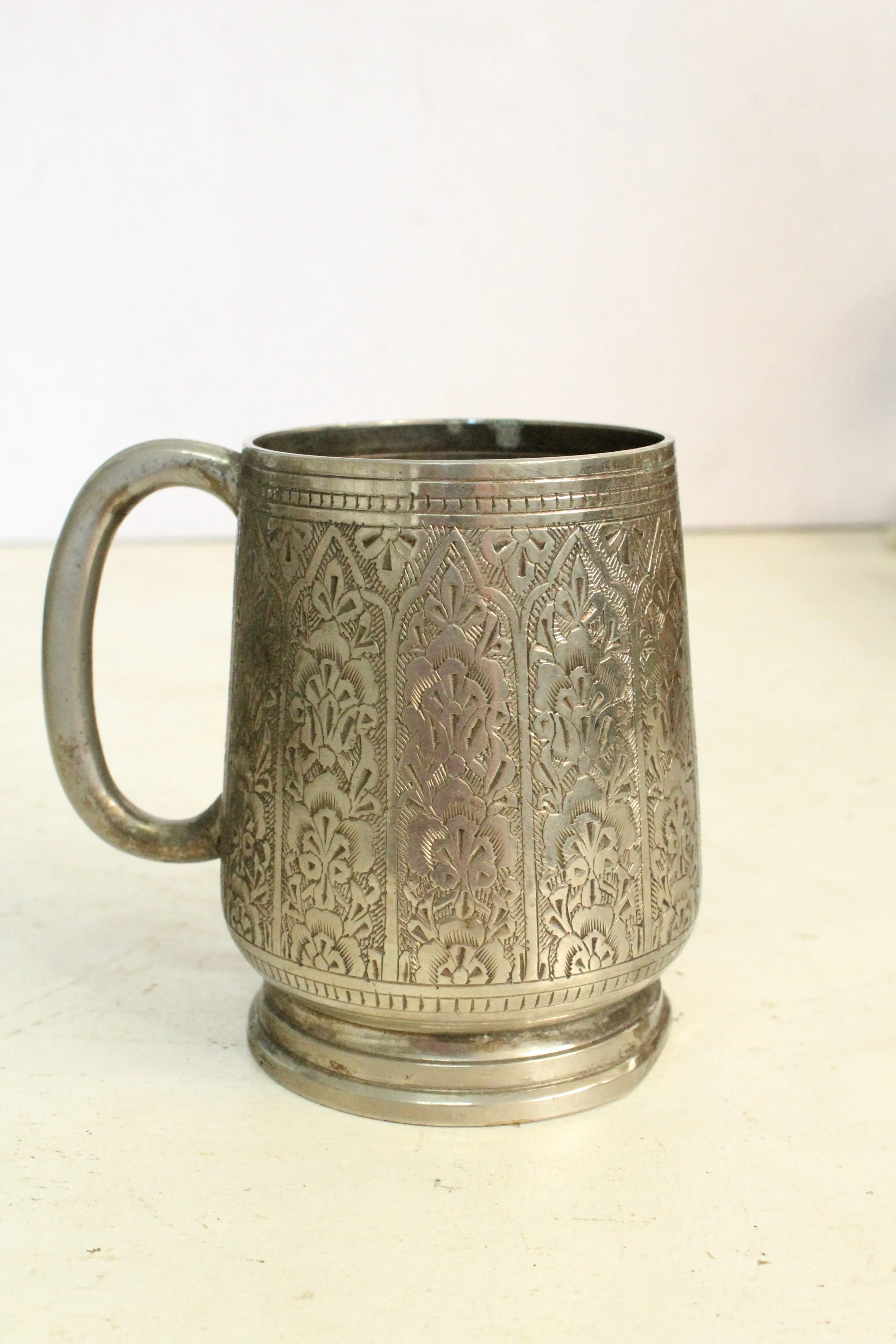 Beautiful Vintage  Brass Silver Mug