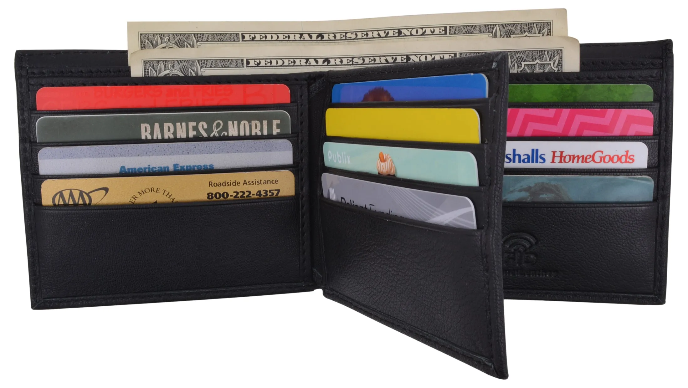 Bifold Men's RFID Security Blocking Leather Extra Capacity Credit Card ID Wallet