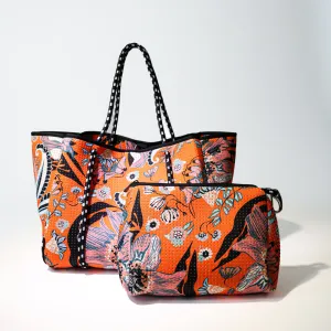 BLOSSOM ORANGE SET: EVERYDAY TOTE AND POUCH