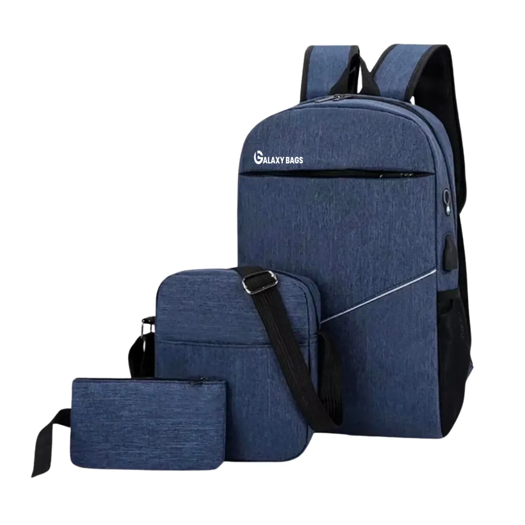 Blue 3 in 1 Laptop Backpack For Men & Women Without USB Port 2003