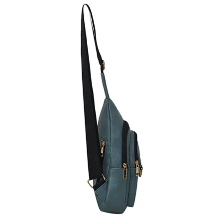 Blue NGIL Faux Leather Sling Shoulder Bag