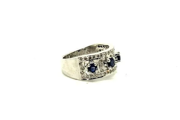 Blue Sapphire & Diamond Band Ring Ad No.0288