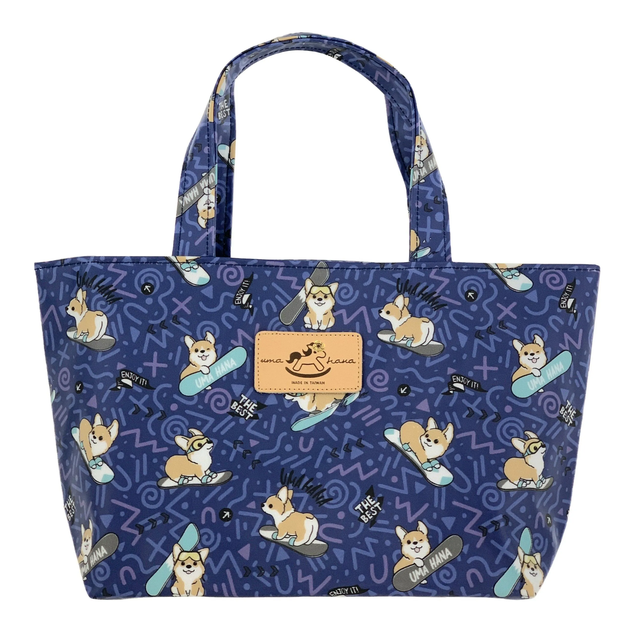 Blue Snow Corgi Small Handbag