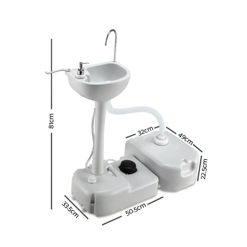 Camping Basin Portable Hand Wash Sink Stand 43L Capacity