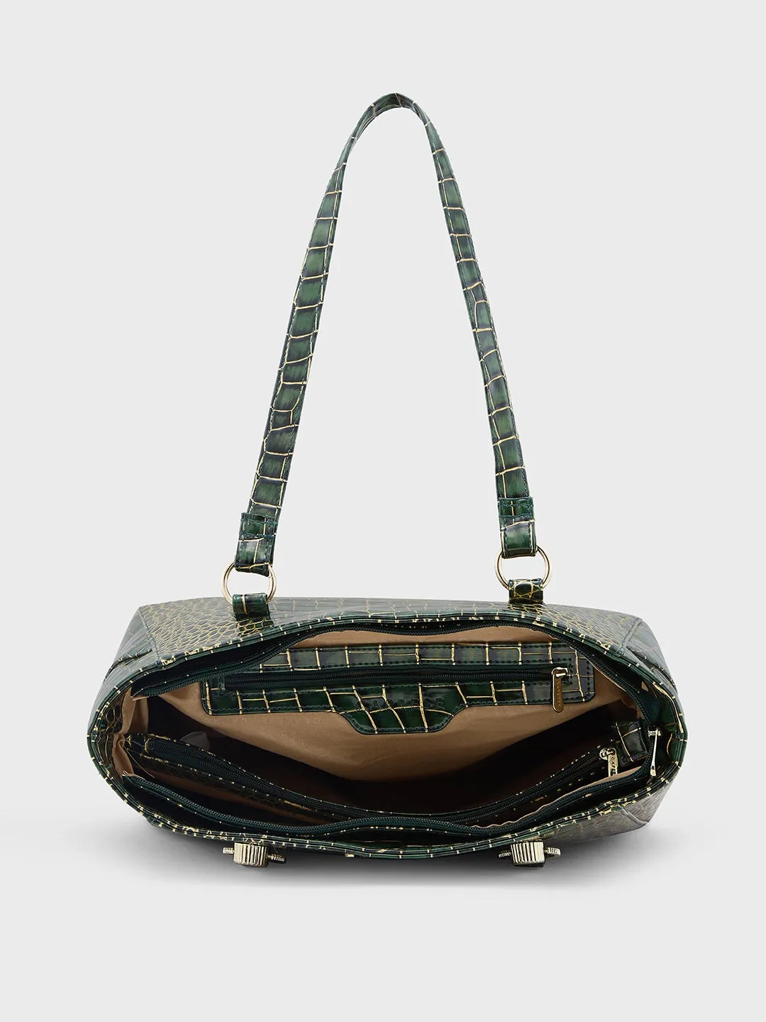 Caprese Miranda Tote Large Croco Womens Office Handbag Green