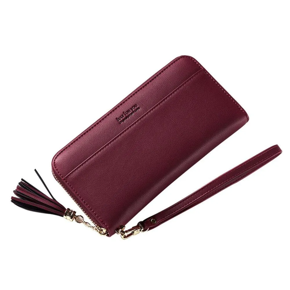 Card Holder Wallet Tassel Wrist-let Strap Long Purse