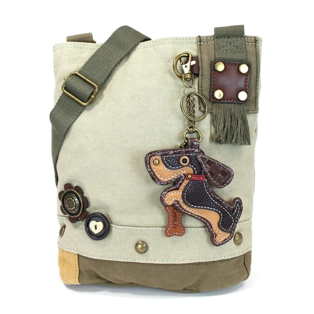 Chala Patch Crossbody Bag"Weiner Dog" Dachshund Multi-color