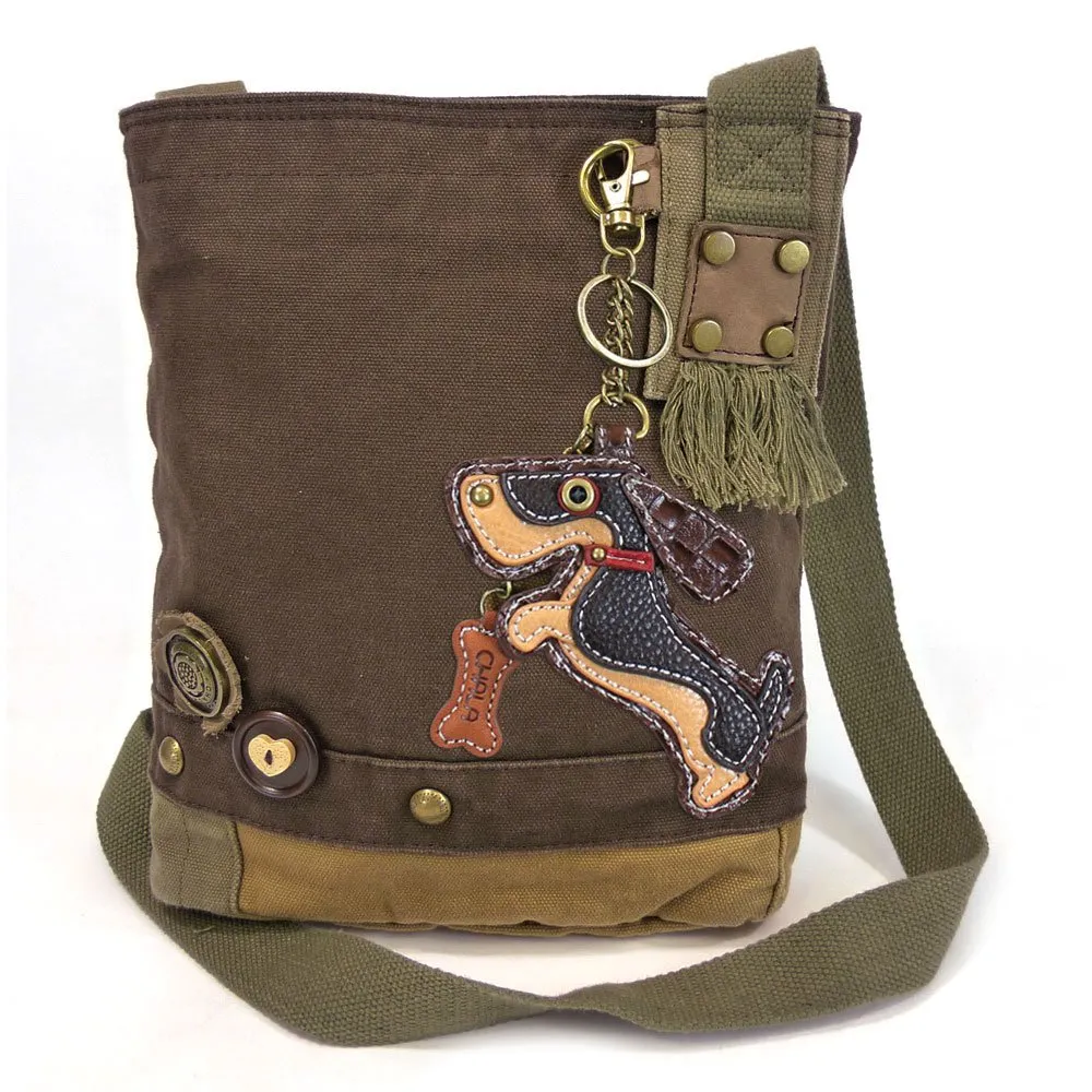 Chala Patch Crossbody Bag"Weiner Dog" Dachshund Multi-color