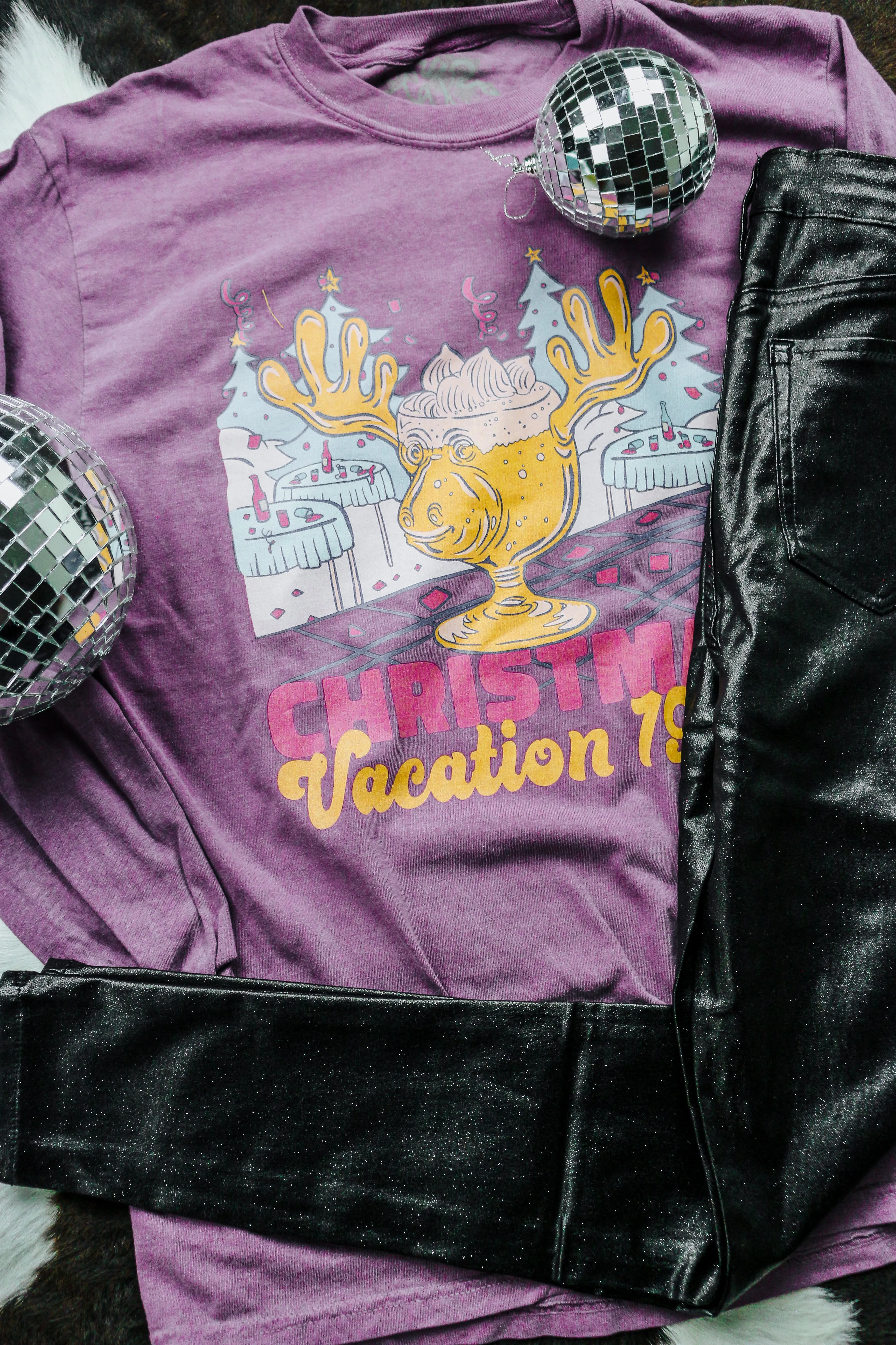 Christmas Vacation Berry Purple Long Sleeve Tee