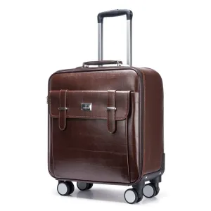 Clownfish Elite Series Laptop Trolley Bag | Overnighter Trolley Bags with Wheels for Travel | Business Cabin Crew Suitcase with Laptop Compartment | 18 inches| 29 litres | Brown