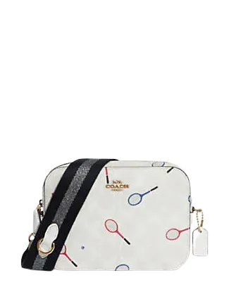 Coach Mini Camera Bag In Signature Canvas With Racquet Print