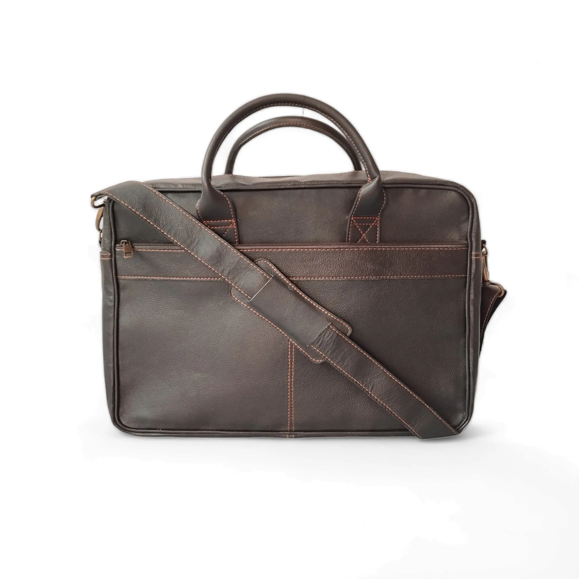 Coffee Brown Men's Leather Laptop Bag