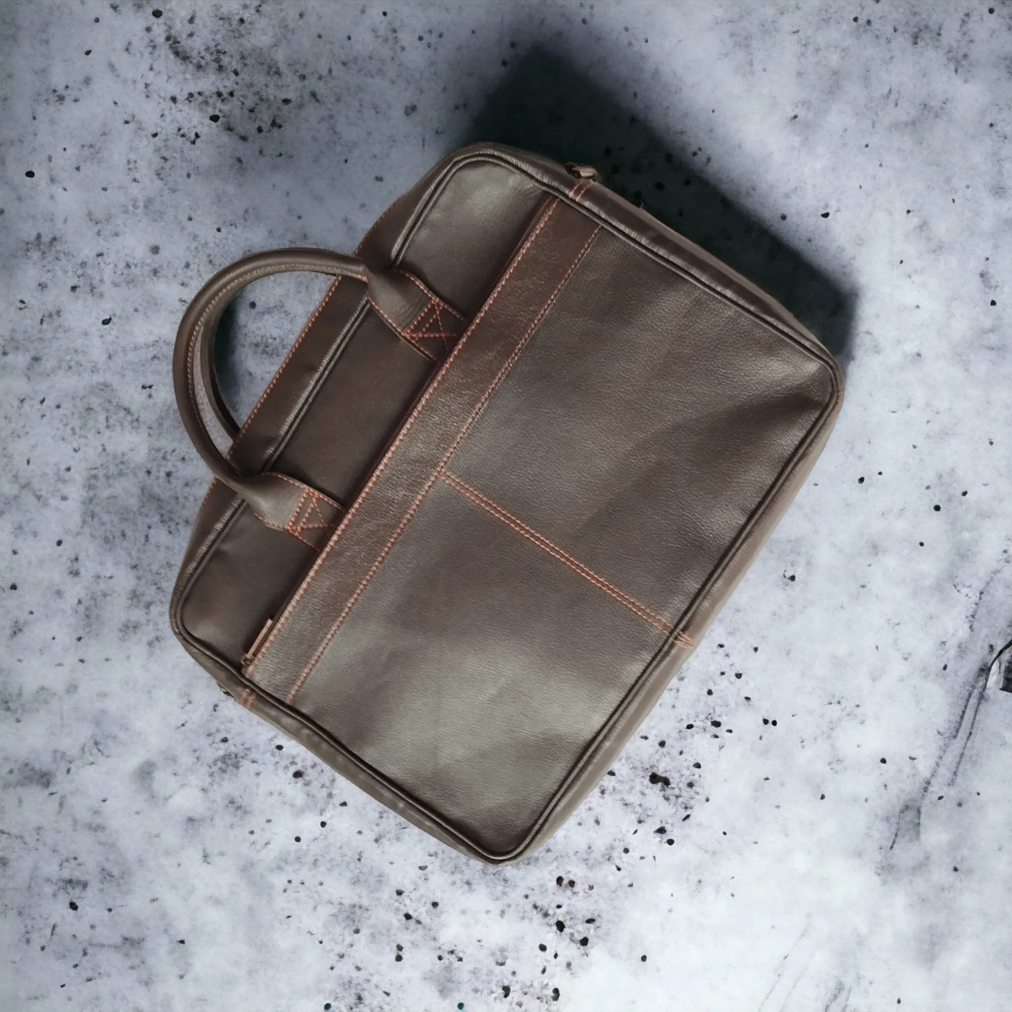 Coffee Brown Men's Leather Laptop Bag