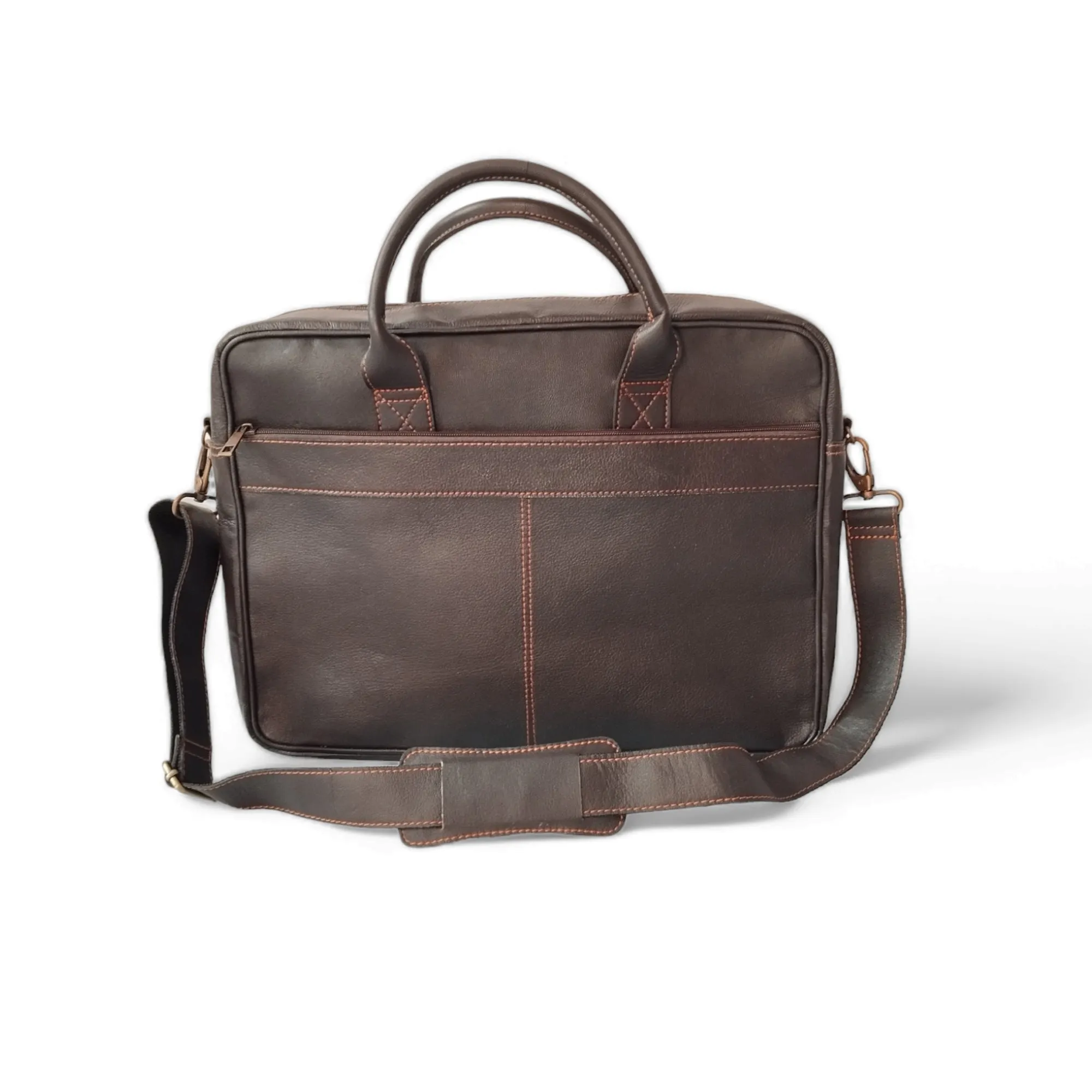 Coffee Brown Men's Leather Laptop Bag